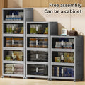 5 Layer New(94gallon)Gray 23.62in Foldable Storage Box With Multi-tier & Doors, Stackable Shoes Storage Containers For Sundries, Books, Clothes, Household Storage Organizer For Closet, Wardrobe, Bedroom, Bathroom, Office, Kitchen