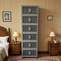 6Layer New(112gallon)Gray 23.62in Foldable Storage Box With Multi-tier & Doors, Stackable Shoes Storage Containers For Sundries, Books, Clothes, Household Storage Organizer For Closet, Wardrobe, Bedroom, Bathroom, Office, Kitchen